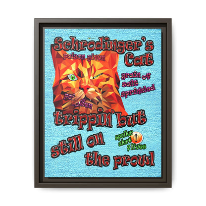 schrodinger's cat - framed canvas art (faded blue)