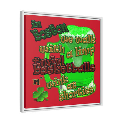 celtics logo - framed canvas art (dark red)