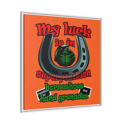 my luck - framed canvas art (orange)
