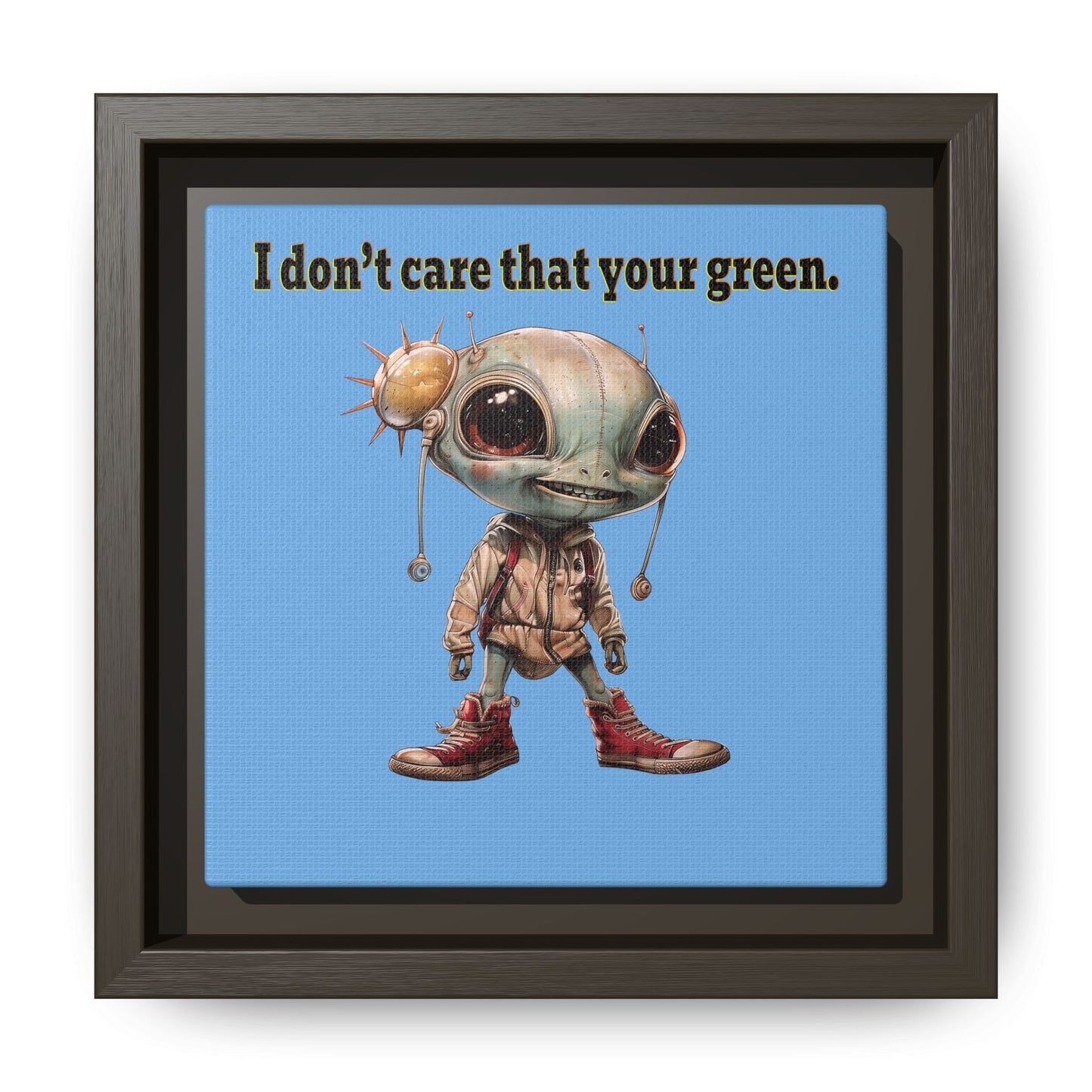 I don't care that your green - framed canvas art (light blue)