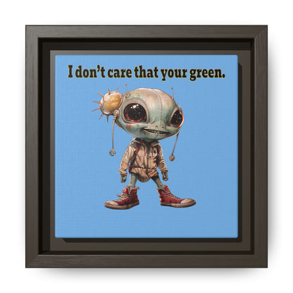 I don't care that your green - framed canvas art (light blue)