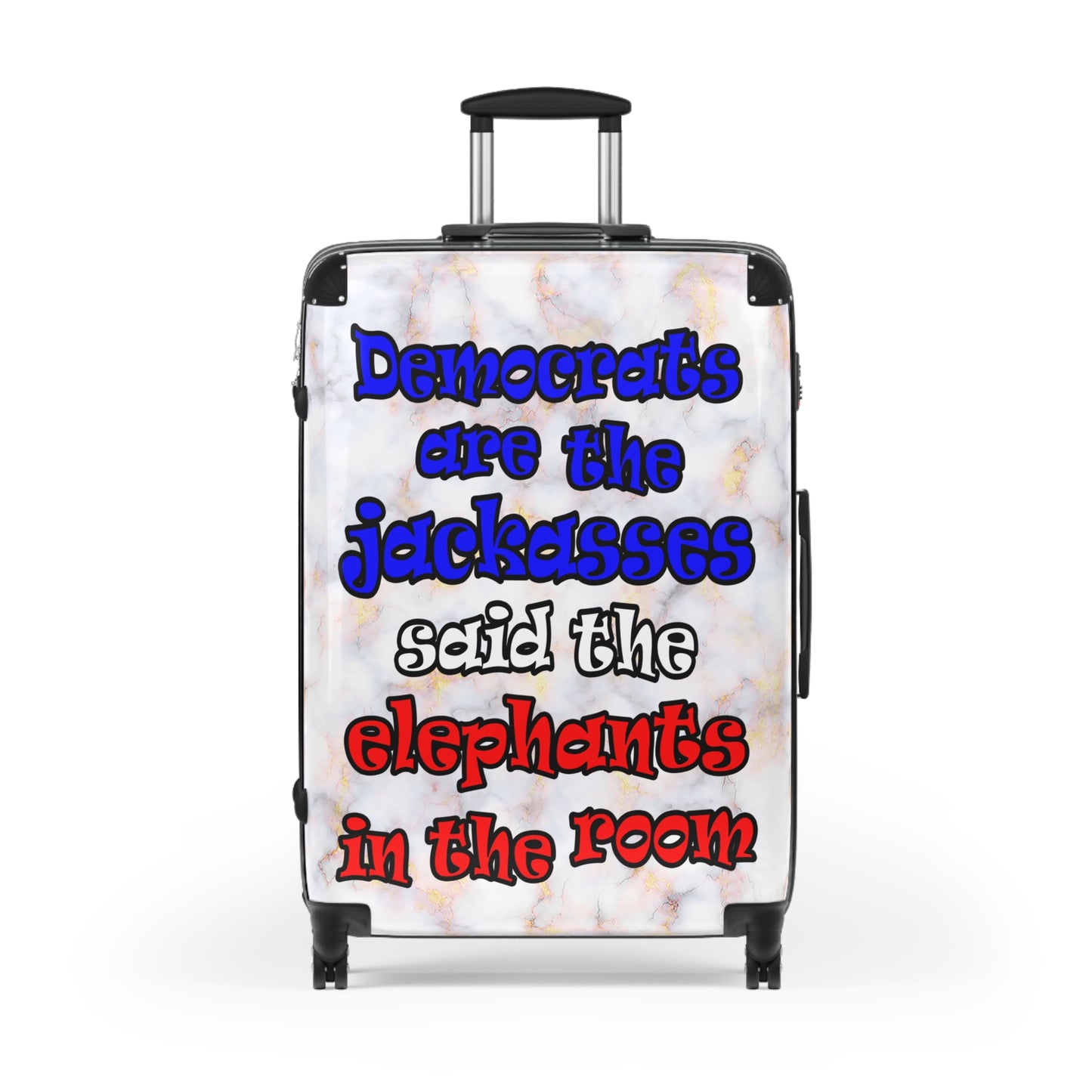 donkeys and elephants - Suitcase (white marble)