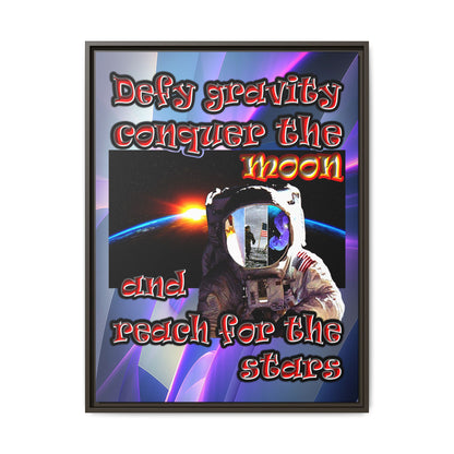defy conquer reach - framed canvas art (grey-pink wave)