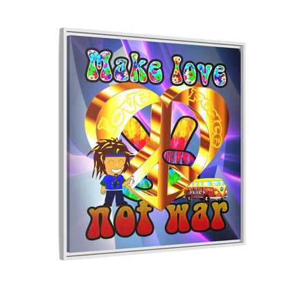 love peace - framed canvas art (grey-pink wave)