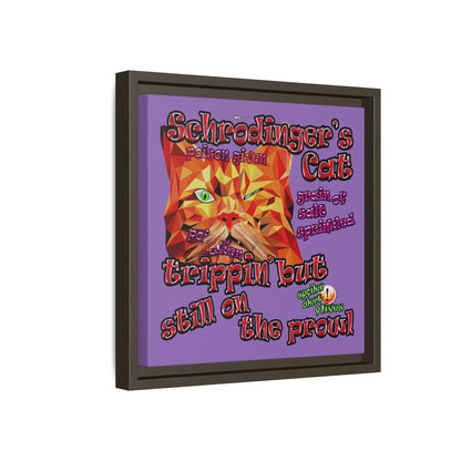 schrodinger's cat - framed canvas art (light purple)