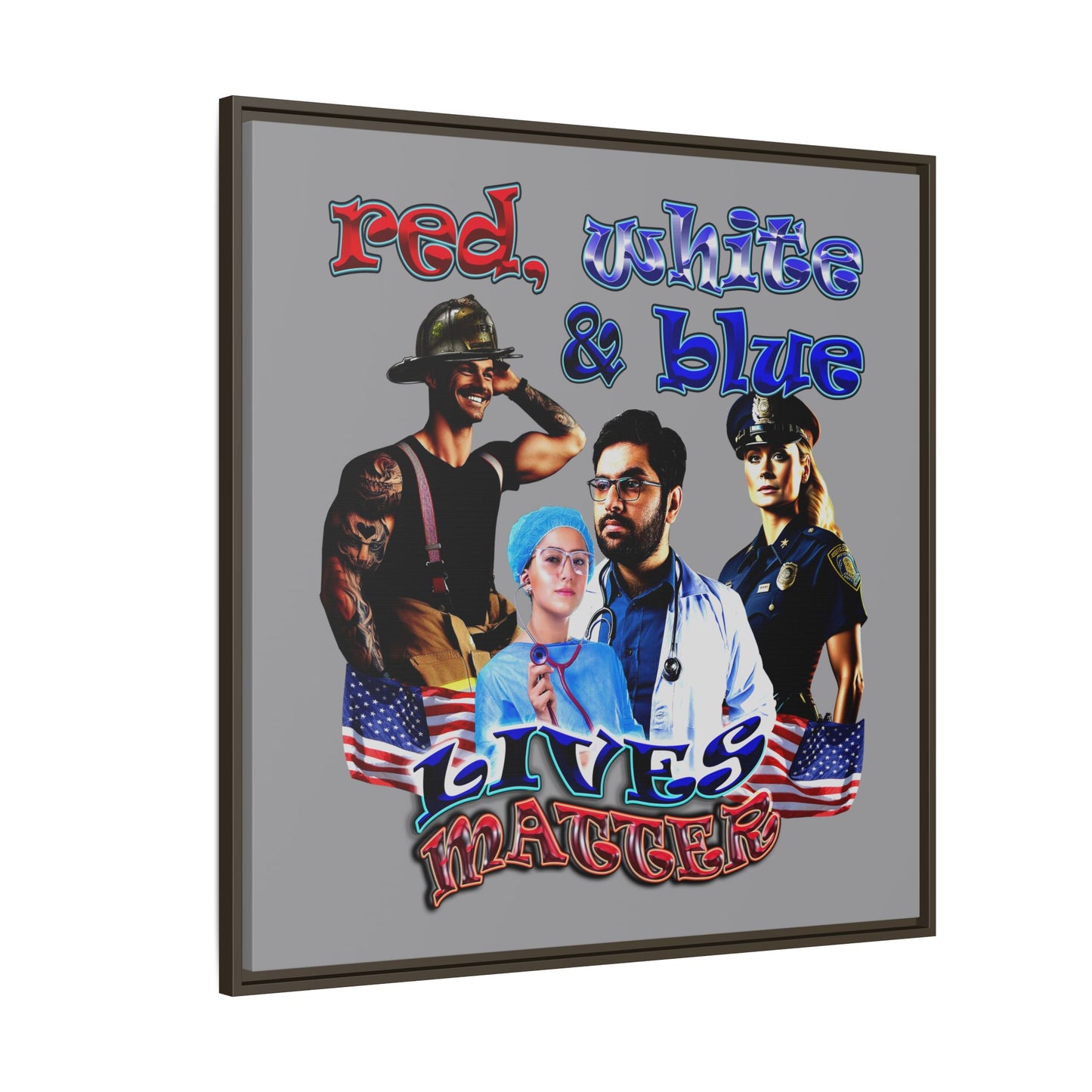 rw&b lives matter - framed canvas art (grey)