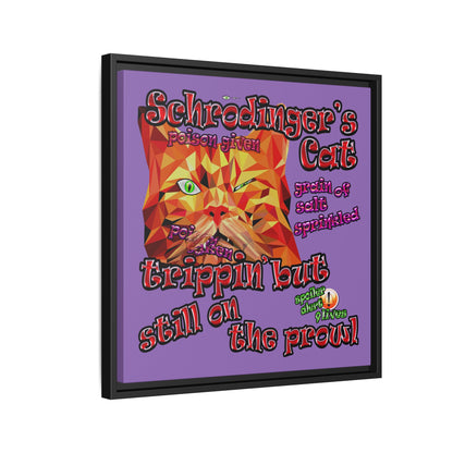 schrodinger's cat - framed canvas art (light purple)