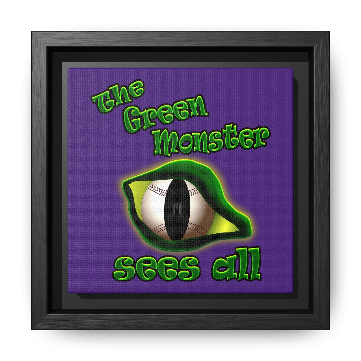 green monster - framed canvas art (purple)