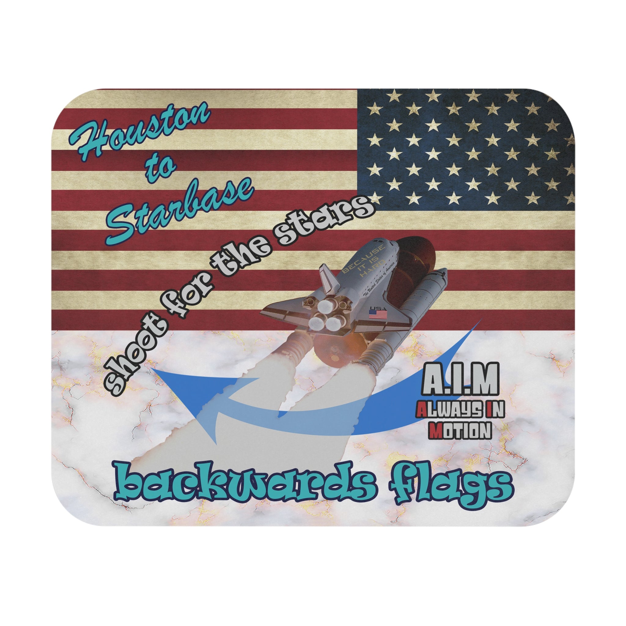 shoot for the stars - Mouse Pad (Rectangle) - (white marble)