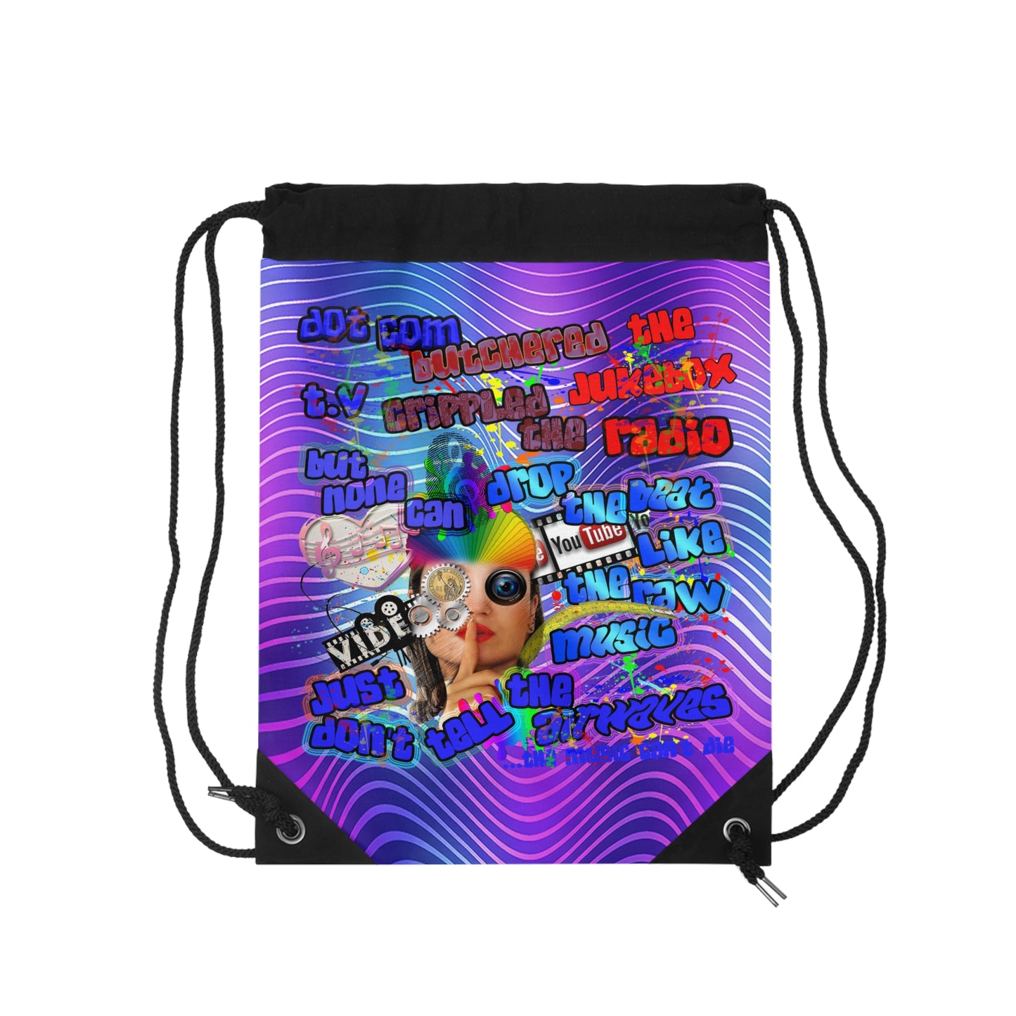 drop the beat - Drawstring Bag (purple wave)