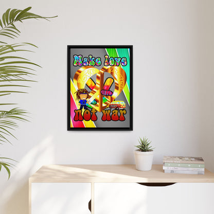 love peace - framed canvas art (rainbow split)