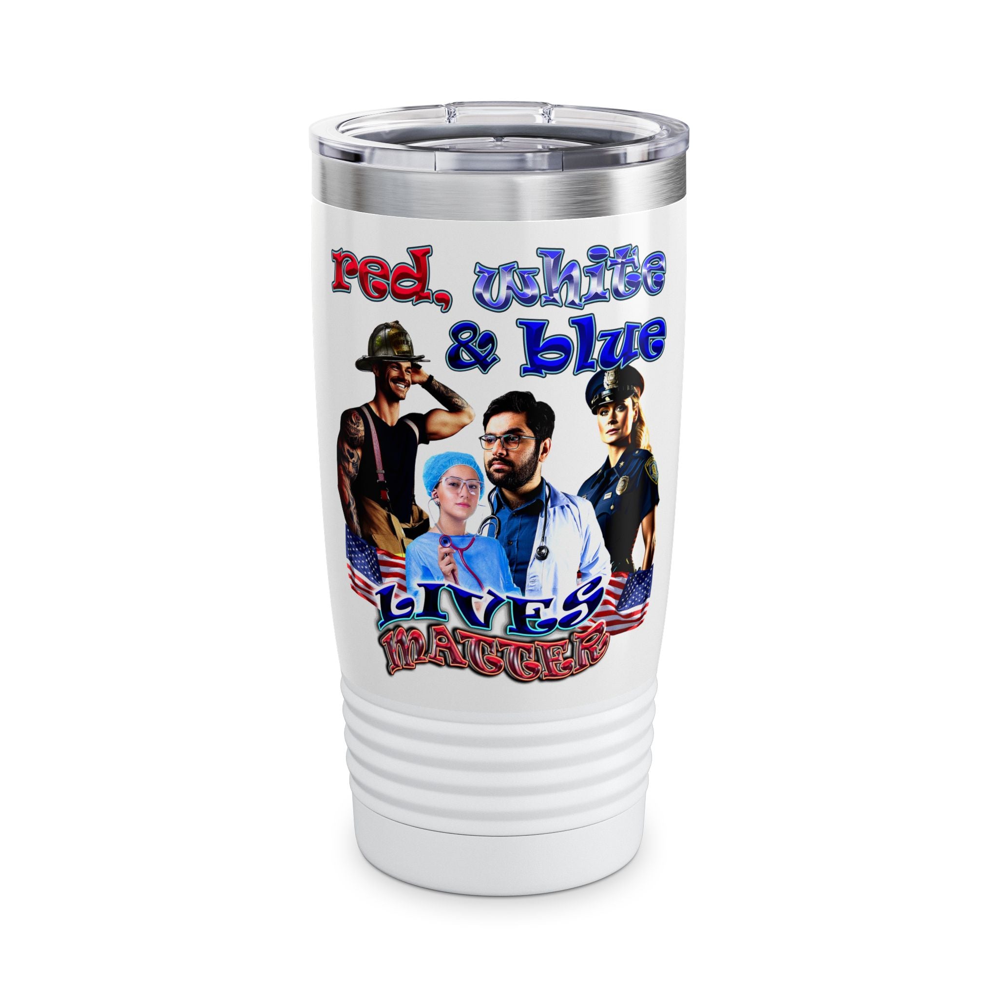 rw&b lives matter - Ringneck Tumbler, 20oz (white)