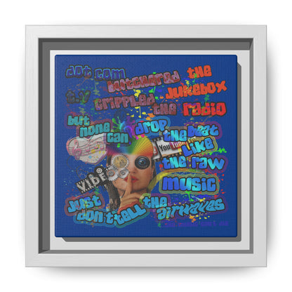 drop the beat - framed canvas art (dark blue)