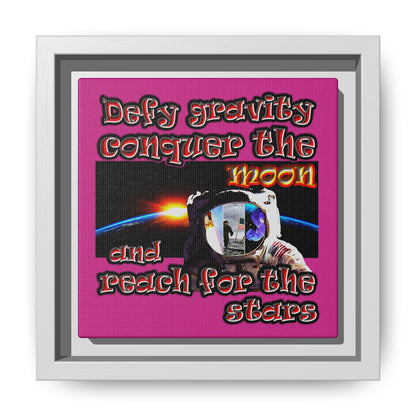defy conquer reach - framed canvas art (pink)