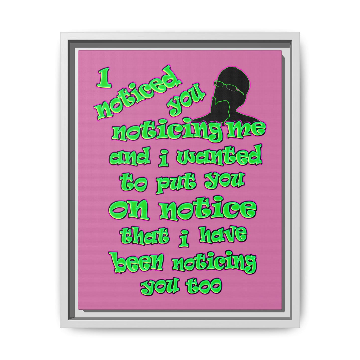 noticed you noticing - framed canvas art (light pink)