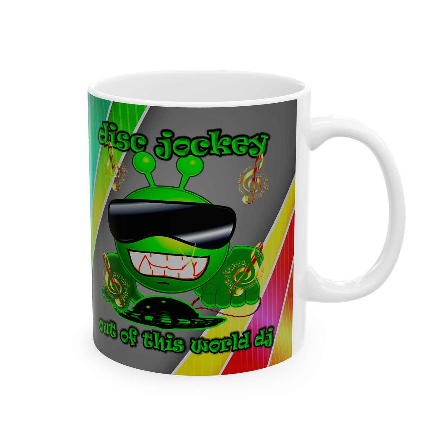 disc jockey - White Mug (rainbow split)