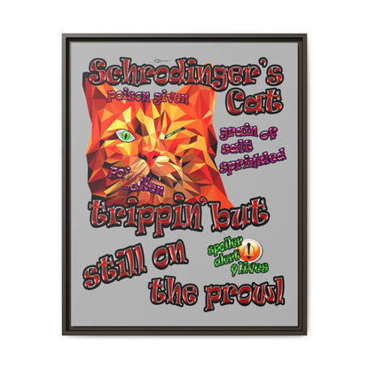 schrodinger's cat - framed canvas art (light grey)