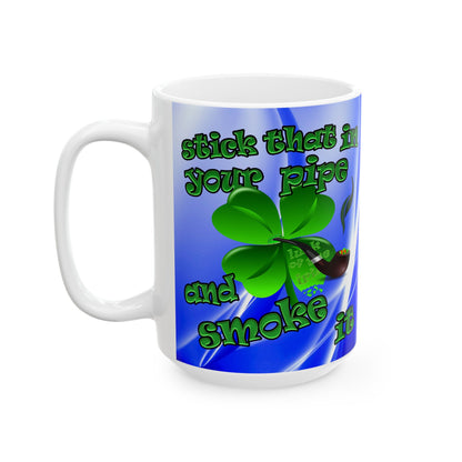celtics logo - White Mug (blue-white wave)