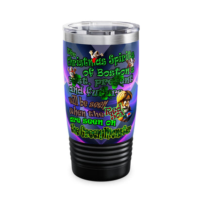 christmas spirits of boston - Ringneck Tumbler, 20oz (grey-pink wave)