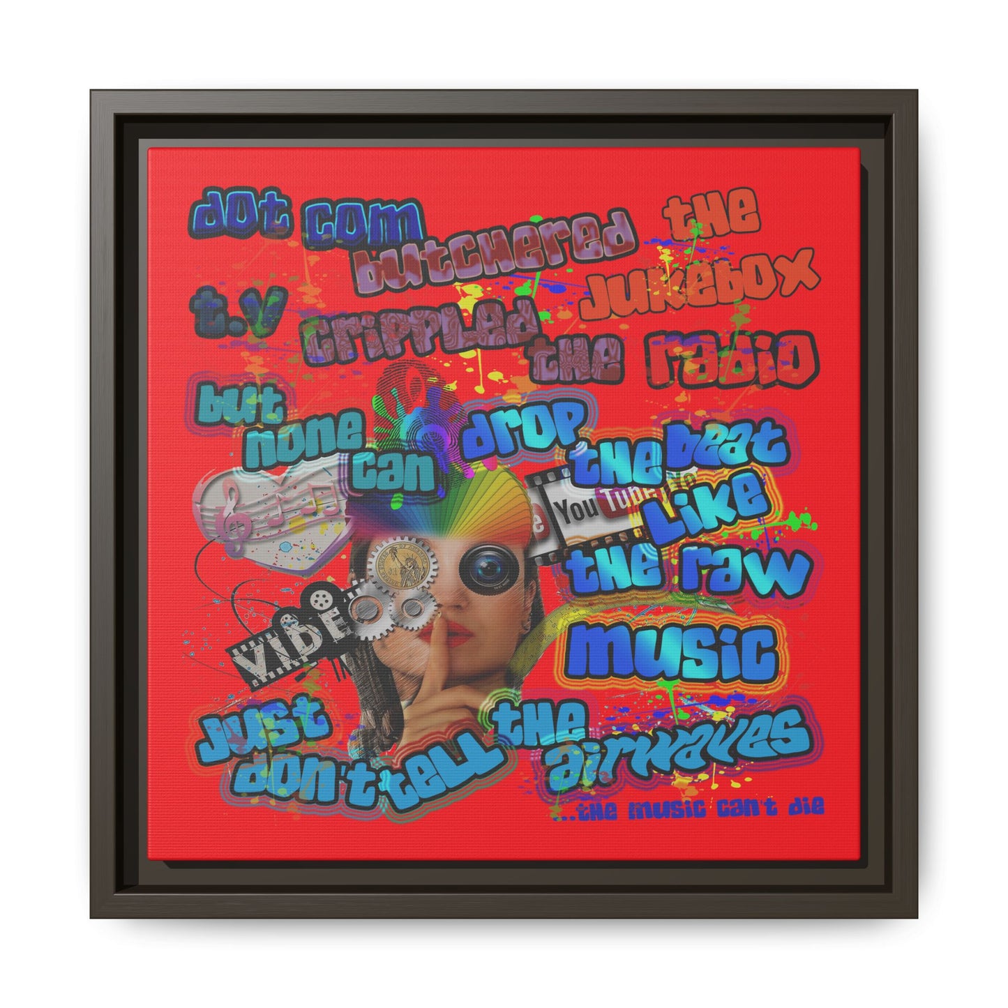 drop the beat - framed canvas art (red)