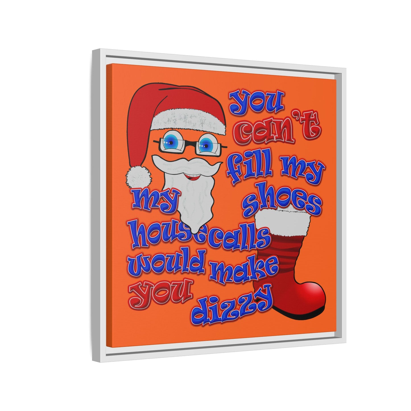 santa's shoes - framed canvas art (orange)