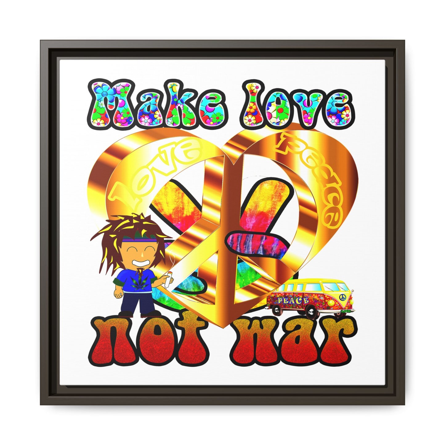 love peace - framed canvas art (white)