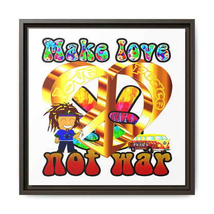 love peace - framed canvas art (white)