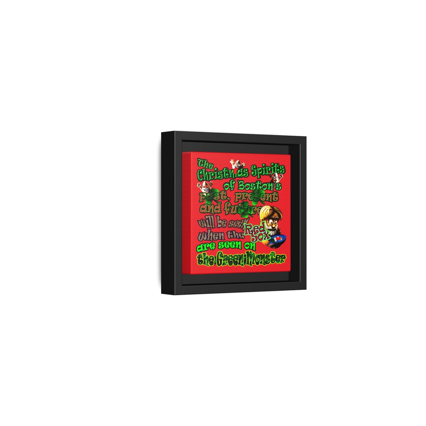 christmas spirits of boston - framed canvas art (red)