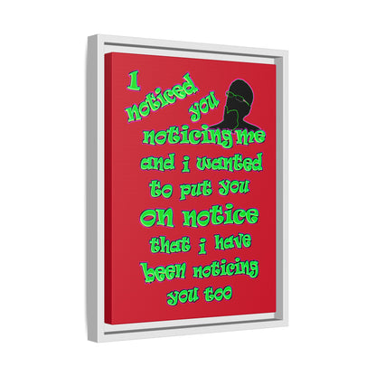 noticed you noticing - framed canvas art (dark red)