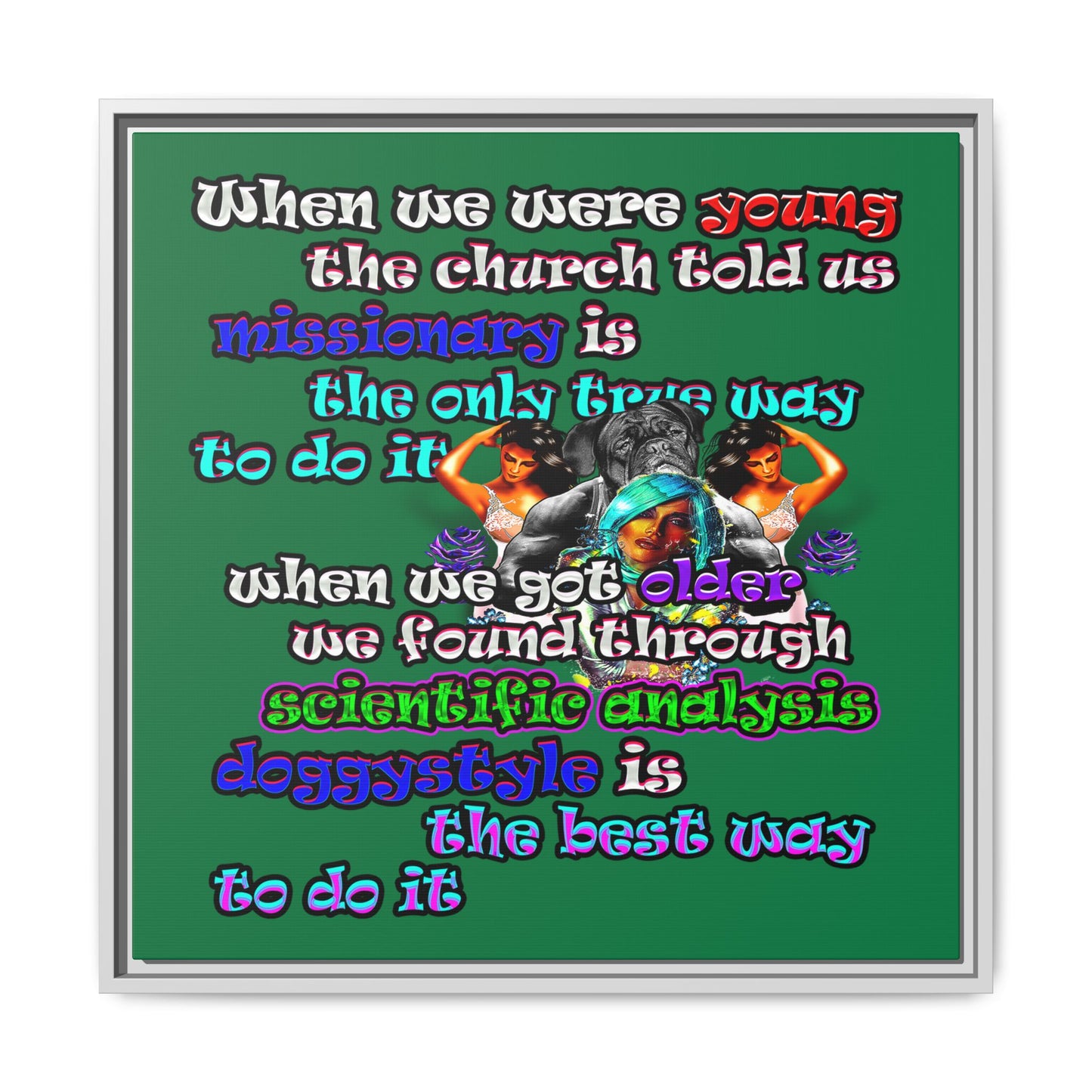doggystyle - framed canvas art (dark green)