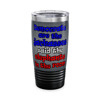 donkeys and elephants - Ringneck Tumbler, 20oz (grey-light grey)