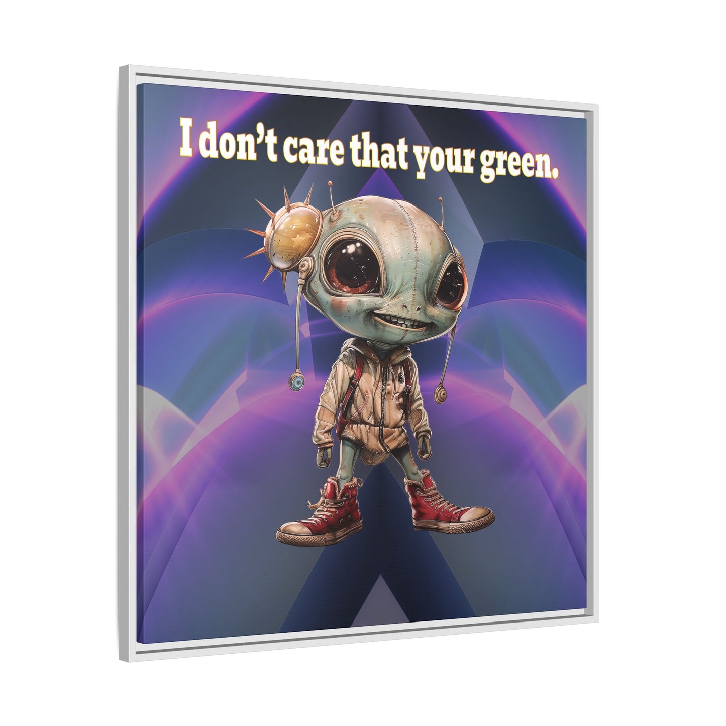 I don't care that your green - framed canvas art (grey-pink wave)