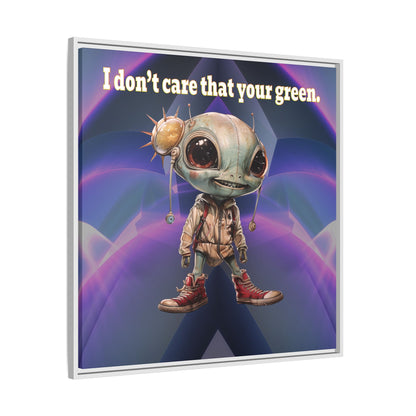 I don't care that your green - framed canvas art (grey-pink wave)