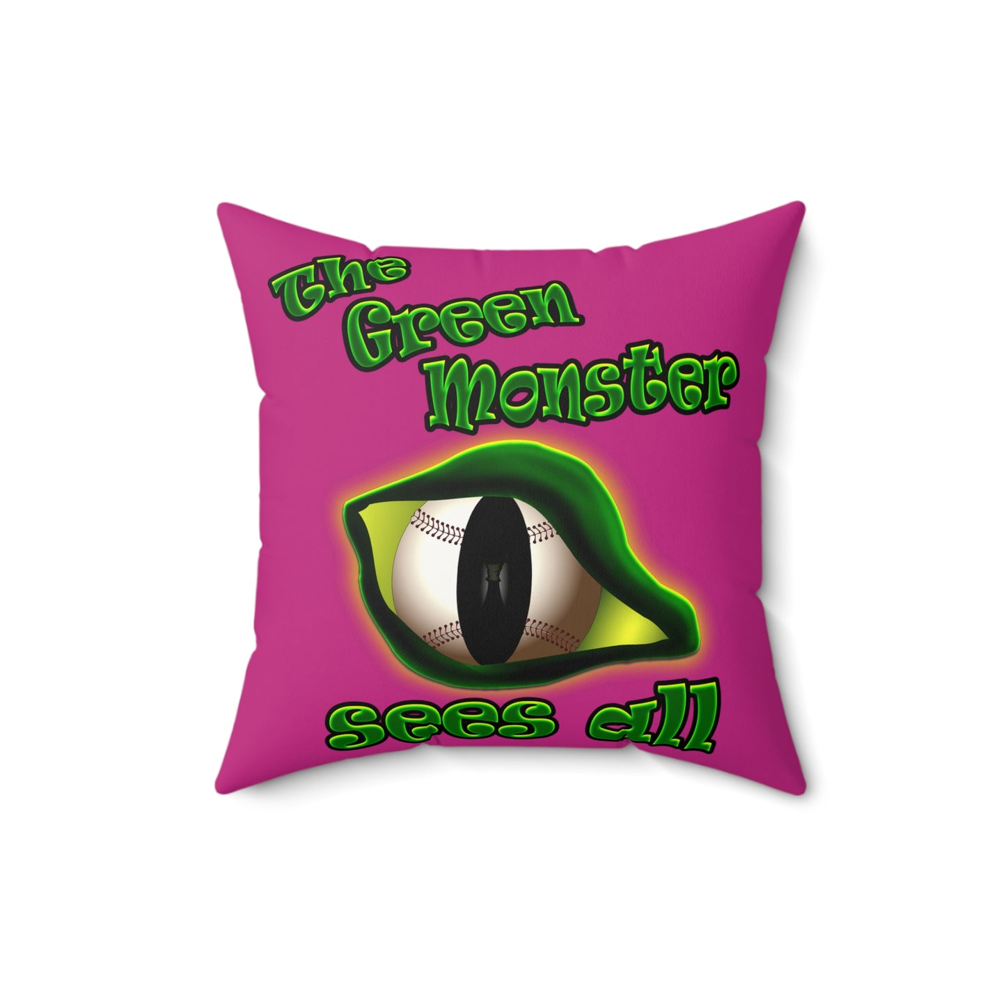 green monster - Faux Suede Square Pillow - (pink)