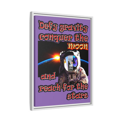 defy conquer reach - framed canvas art (light purple)
