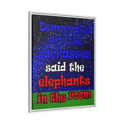 donkeys and elephants - framed canvas art ('snoops' background)