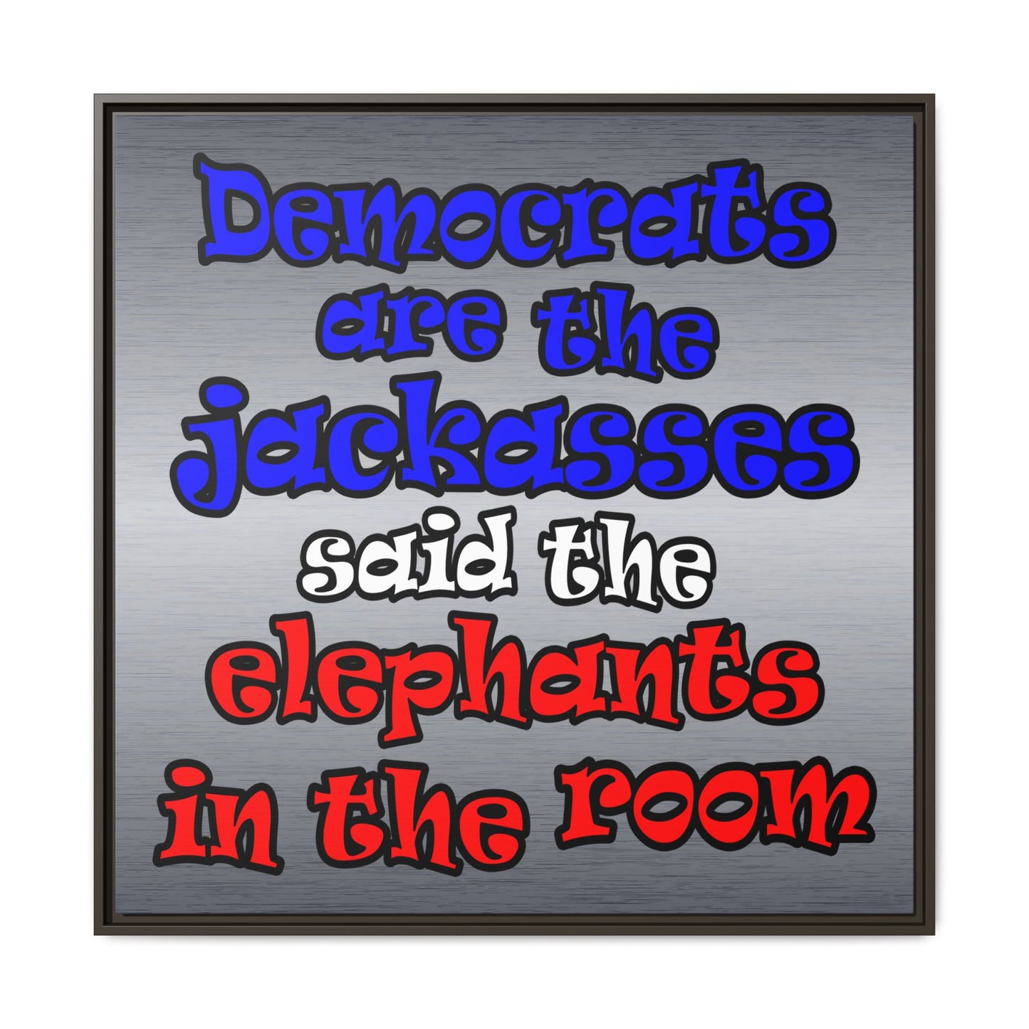 donkeys and elephants - framed canvas art (brushed nickel)