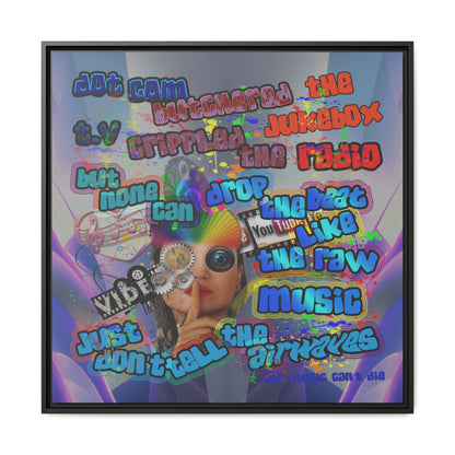 drop the beat - framed canvas art (grey-pink wave)