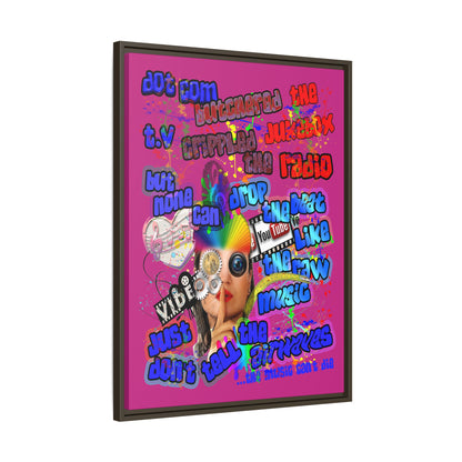 drop the beat - framed canvas art (pink)