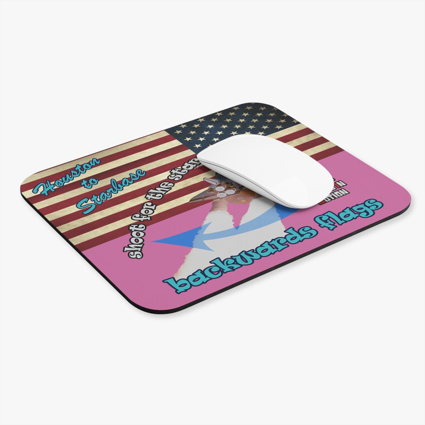 shoot for the stars - Mouse Pad (Rectangle) - (light pink)