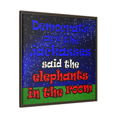 donkeys and elephants - framed canvas art ('snoops' background)