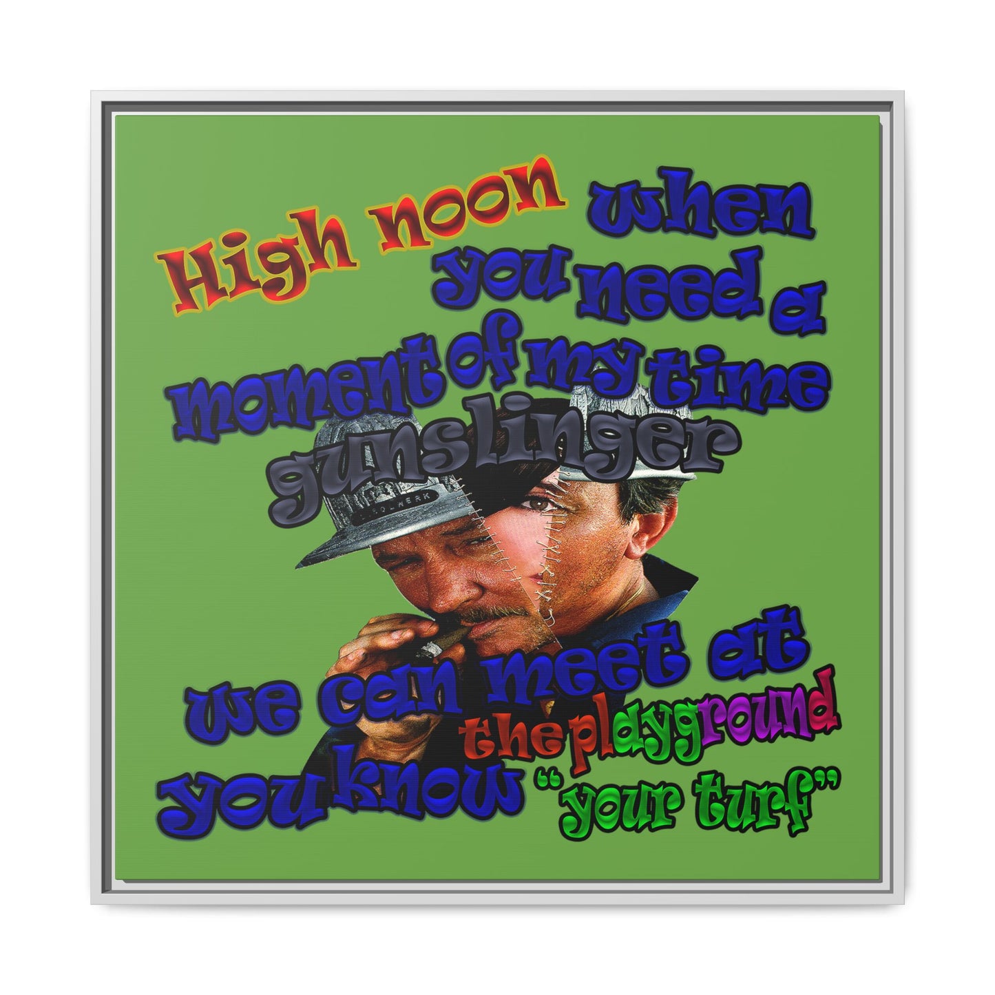 high noon - framed canvas art (green)