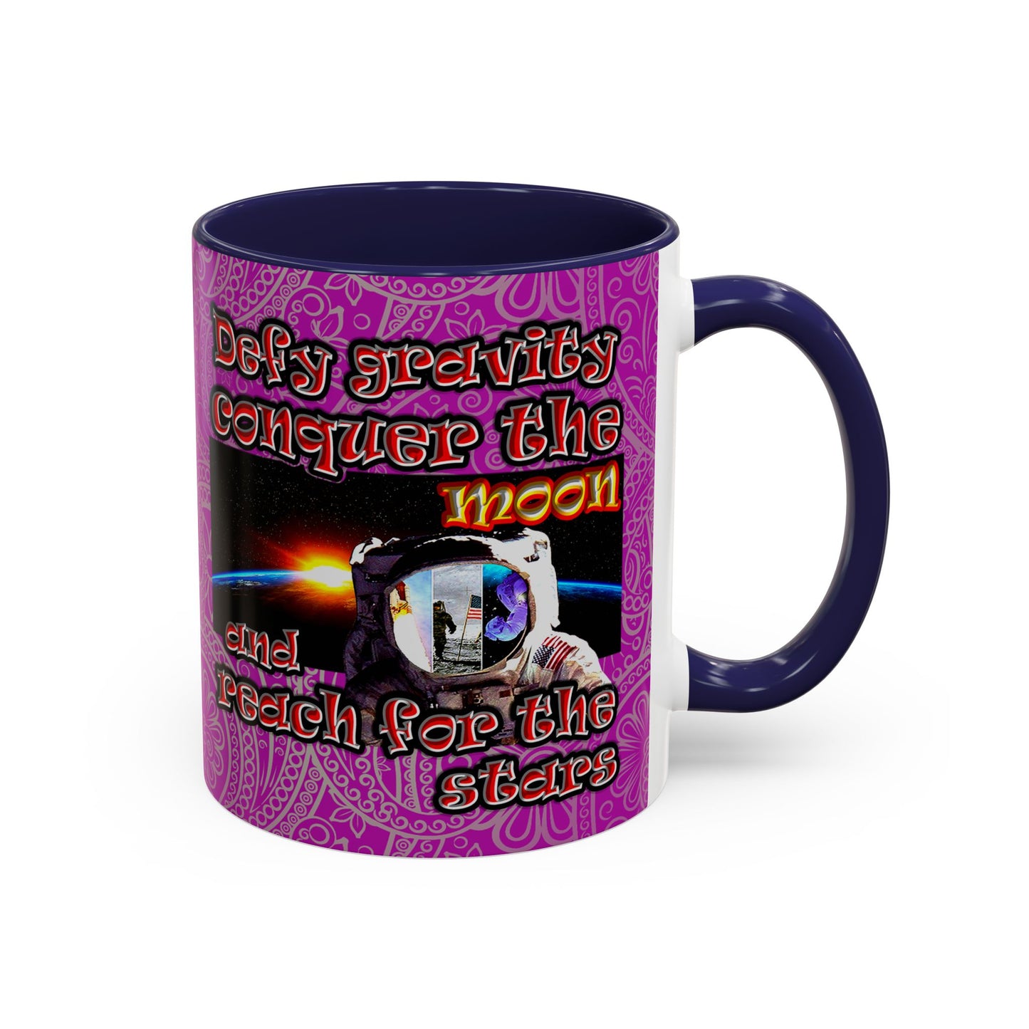 defy conquer reach - Accent Mug (pink swirl)