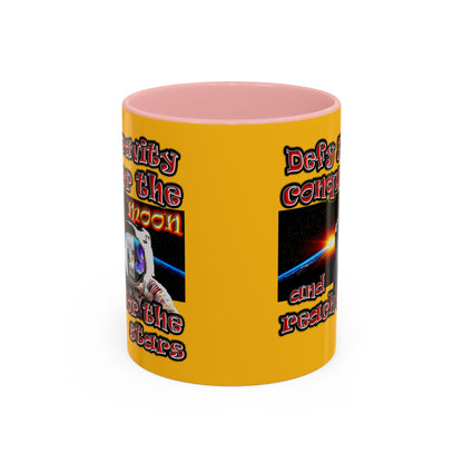 defy conquer reach - Accent Mug (yellow)