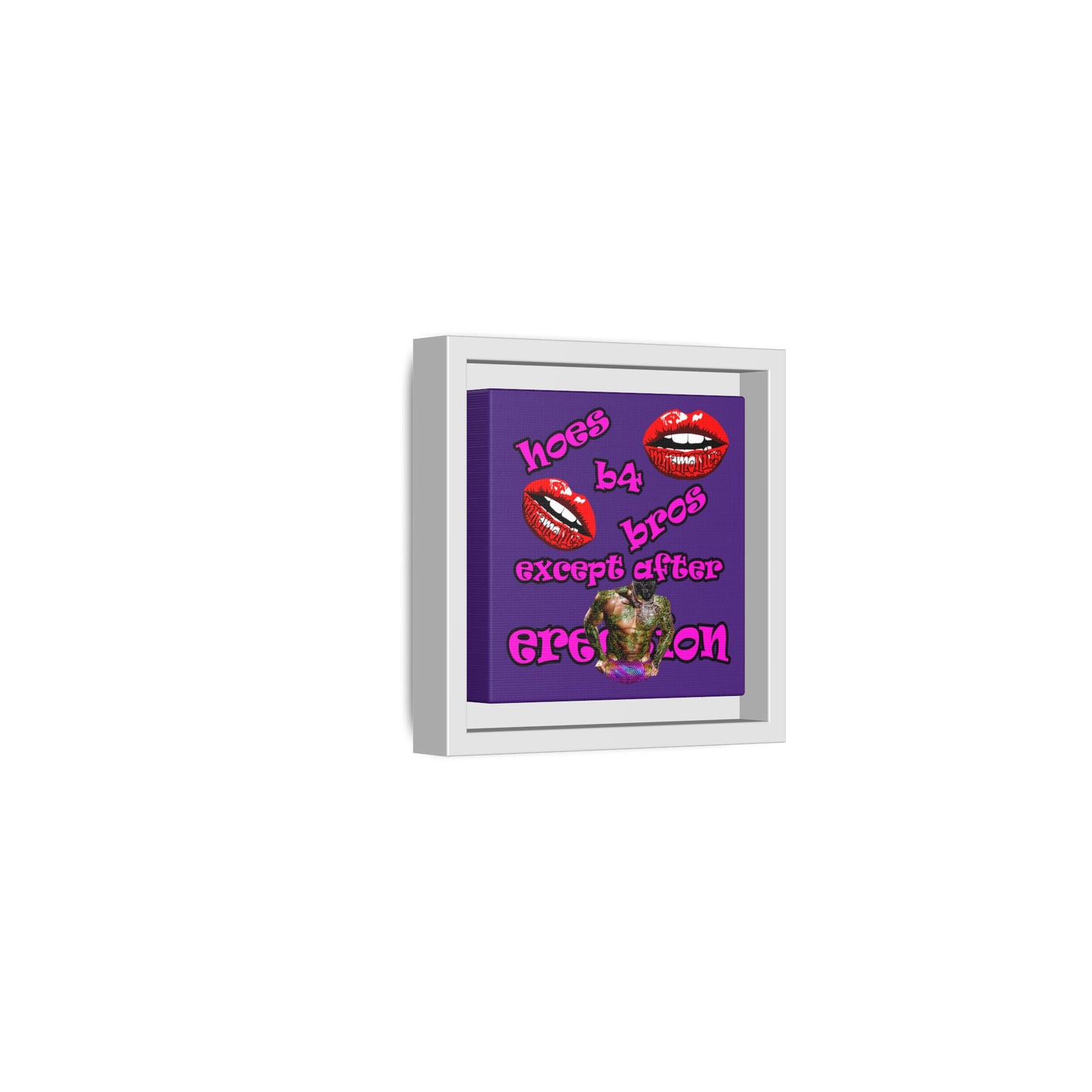 hoes b4 bros - framed canvas art (purple)
