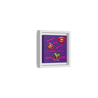 hoes b4 bros - framed canvas art (purple)