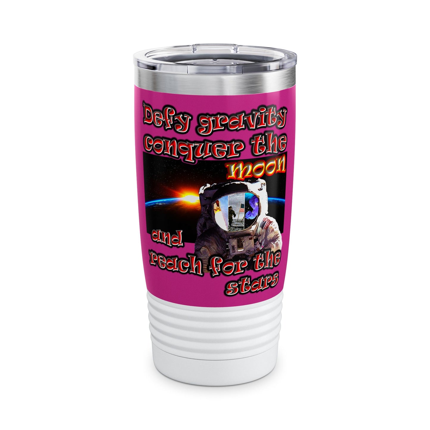 defy conquer reach - Ringneck Tumbler, 20oz (pink)