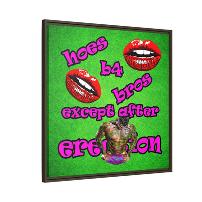 hoes b4 bros - framed canvas art (green turf)