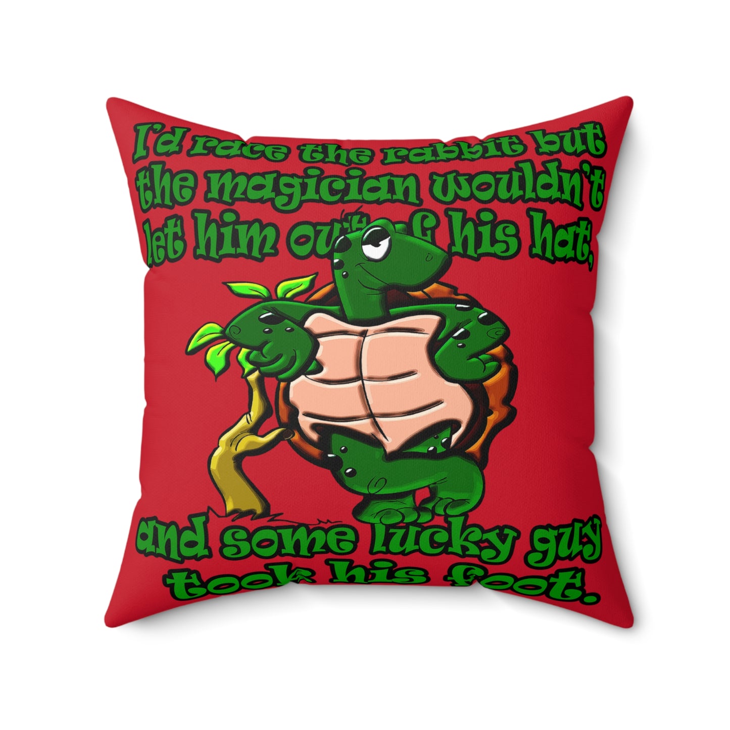 turtle race - Spun Polyester Square Pillow - (dark red)