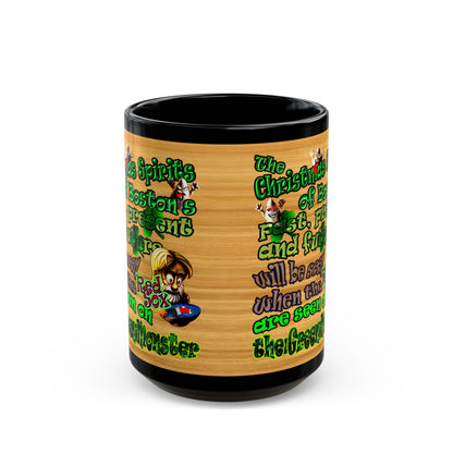 christmas spirits of boston - Black Mug (butterscotch wood finish)
